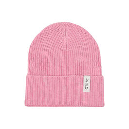Pink recycled cotton rib knit hat